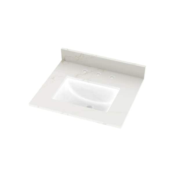 Winette 25 in. x 22 in. Qt. Bathroom Vanity Top in Carrara White