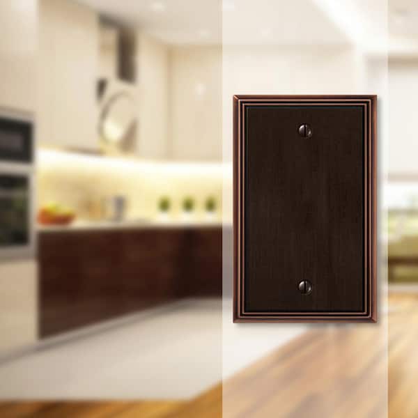 Rhodes 1 Gang Blank Metal Wall Plate - Aged Bronze