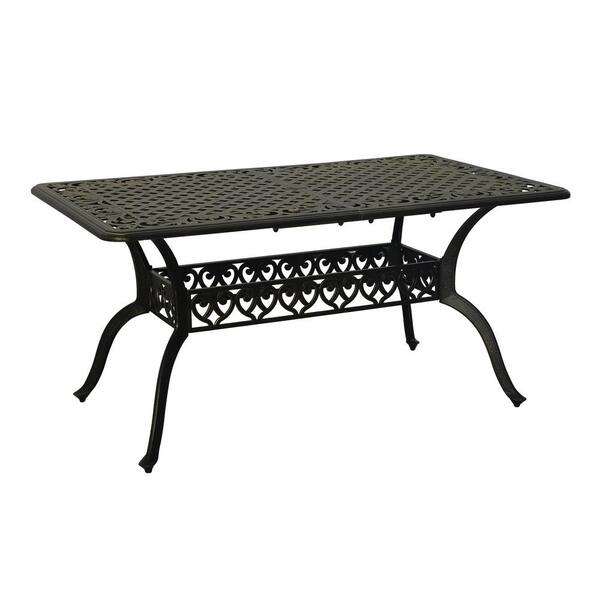 Mondawe Antique Bronze 59 in. Rectangular Cast Aluminum Patio Dining Table with 2 in. Umbrella Hole