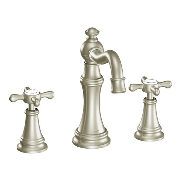 MOEN Weymouth 8 in. Widespread 2-Handle High-Arc Bathroom Faucet Trim Kit in Brushed Nickel (Valve Not Included)