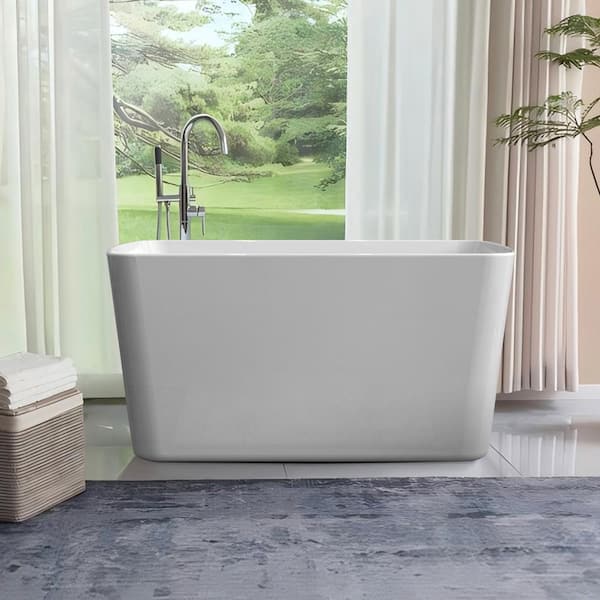 Japanese Sit-in 49 in. x 28 in. Soaking White Bathtub with Right Drain in Polished Chrome
