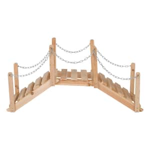3 ft. Natural Cedar Wood Classic Arch Garden Bridge with Side Rails (Decorative Use Only)