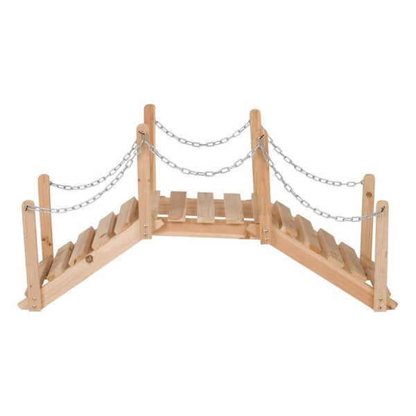 Shine Company 3 ft. Natural Cedar Wood Classic Arch Garden Bridge with Side Rails (Decorative Use Only)