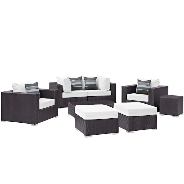 MODWAY Convene 8-Piece Outdoor Patio Sectional Set in Espresso White