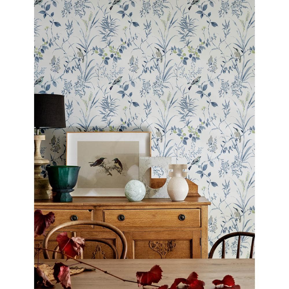 Imperial Garden Blue Botanical Non-Woven Wallpaper Roll