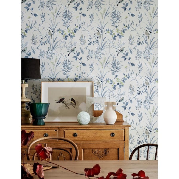 Imperial Garden Blueberry Blue Non-Pasted Non-Woven Wallpaper Sample