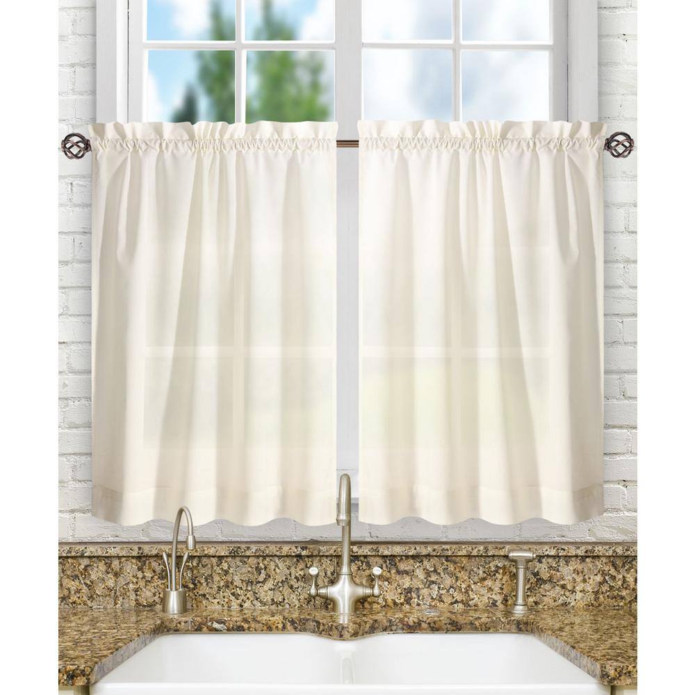 Stacey Ice Cream Sheer Rod Pocket Window Tier Pair