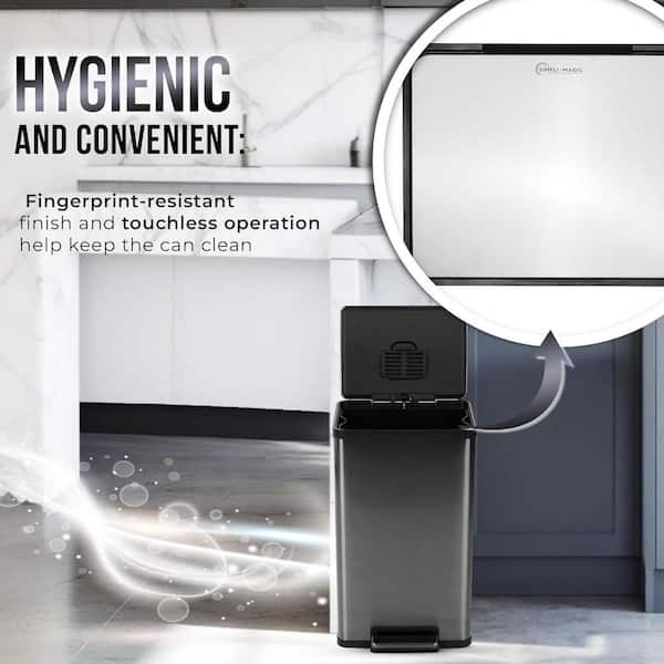 SIMPLI-MAGIC 13.2 Gal. Stainless Steel Step Trash Can with Soft