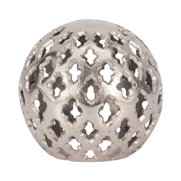 Liv & Skye Silver Aluminum Metal 6 in. Cut Out Orb