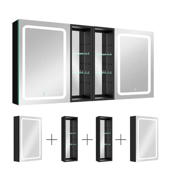 EPOWP 60 in. W x 30 in. H Rectangular Aluminum Medicine Cabinet with Anti-Fog Mirror and Touch Sensor LED Dimmable Light