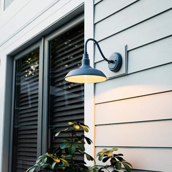 Bell Ridge 10 in. 1-Light Blue Outdoor Hardwired Wall Sconce Lantern