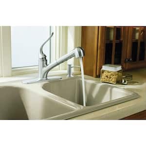 Coralais Single-Handle Pull-Out Sprayer Kitchen Faucet With MasterClean Sprayface In Brushed Chrome