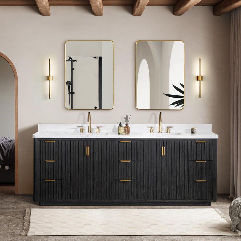 ROSWELL Cadiz Double Bathroom Vanity with White Composite Stone
