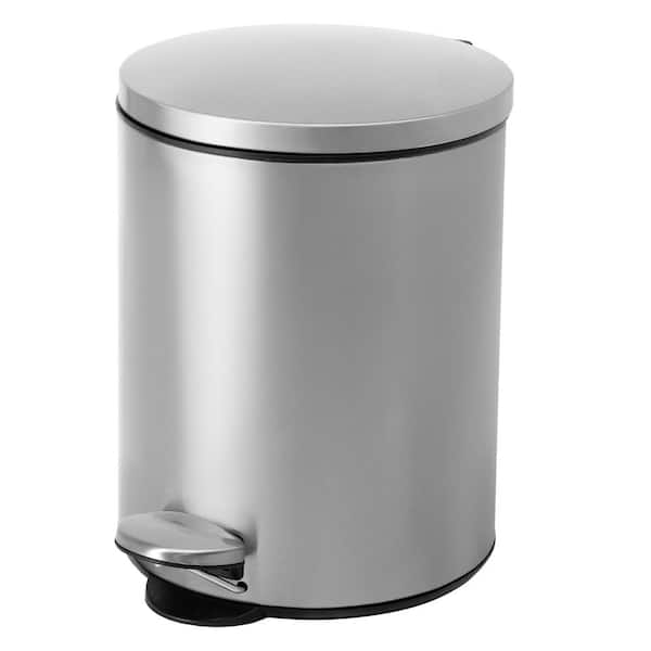 Moorefield Round 5 L/1.3 Gal. Pedal Trash Bin with Soft Close Lid in Brushed Stainless Steel