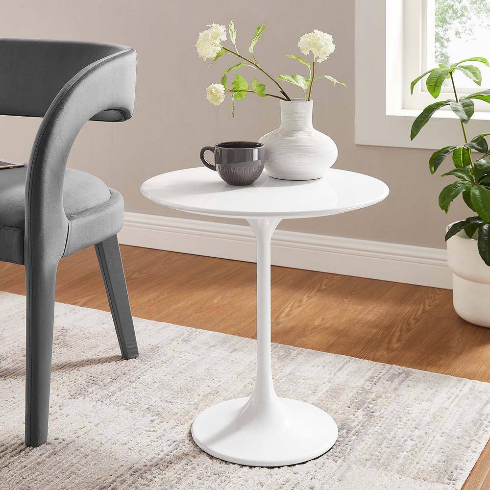 Lippa 20 in. Wood Round Side Table in White White - thumbnail 9