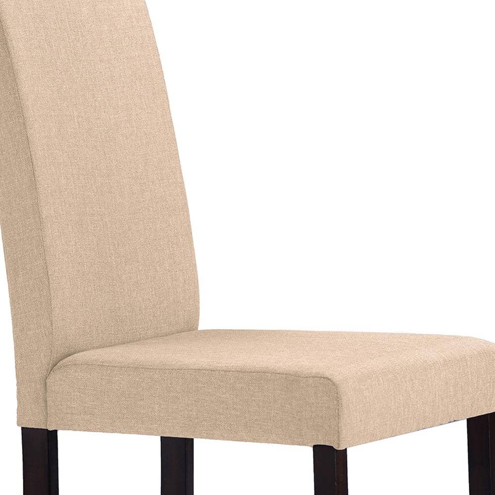 Espresso Wood Dining Set with Beige Upholstered Chairs, 5-Piece