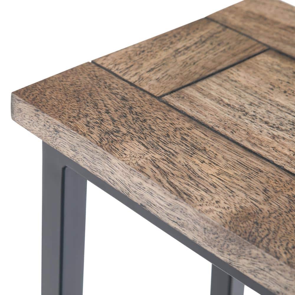 Skyler Beach Brown Wood and Metal Rectangular Side Table