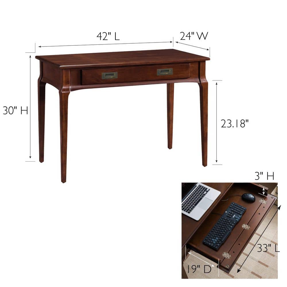 Stratus 42" Dark Cherry Wood Writing Desk with Drawer