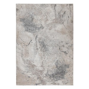 Yasmin Ester Cream 5 ft. 3 in. x 7 ft. 3 in. Abstract Polyester Area Rug