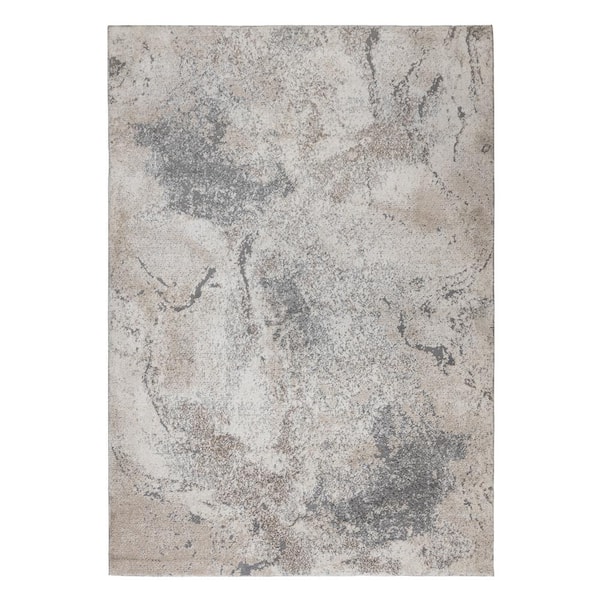 Yasmin 8 x 10 Cream Abstract Pattern Area Rug for High Traffic Living Room Dining Room Bedroom