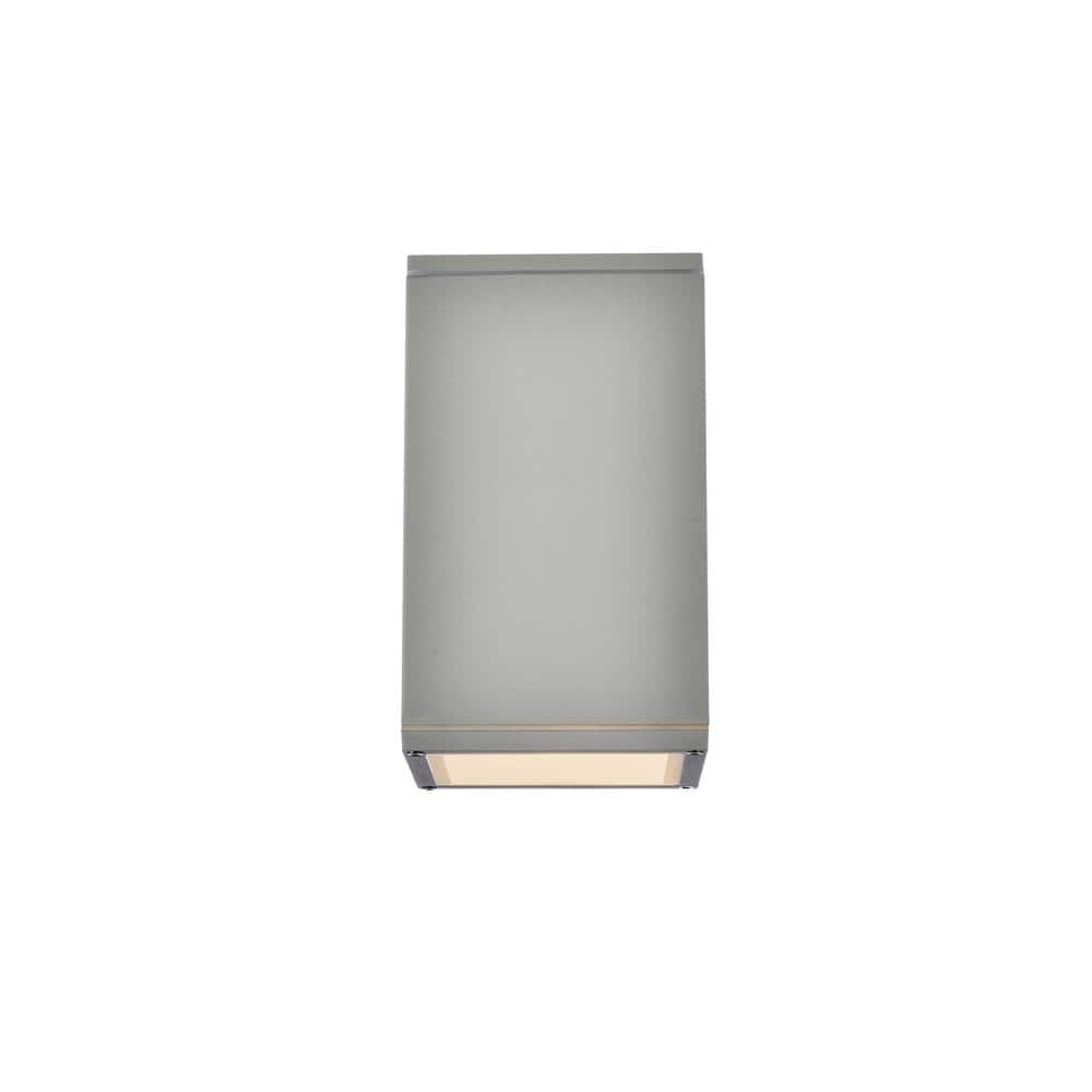 Timeless Home 1-Light Rectangular Silver LED Outdoor Wall Sconce