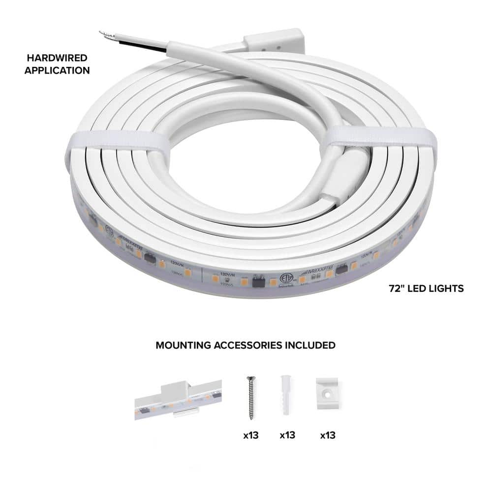 72" White LED Under Cabinet Strip Light, 2760 Lumens