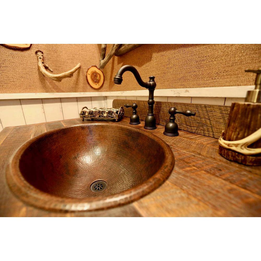 22" Hammered Copper Oval Bathroom Sink