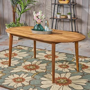 Stamford Teak Brown Oval Wood Outdoor Patio Dining Table