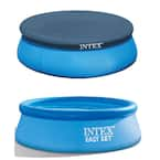 Intex 8 Ft. Round 30 In. Deep Inflatable Pool Set With Pool Cover ...