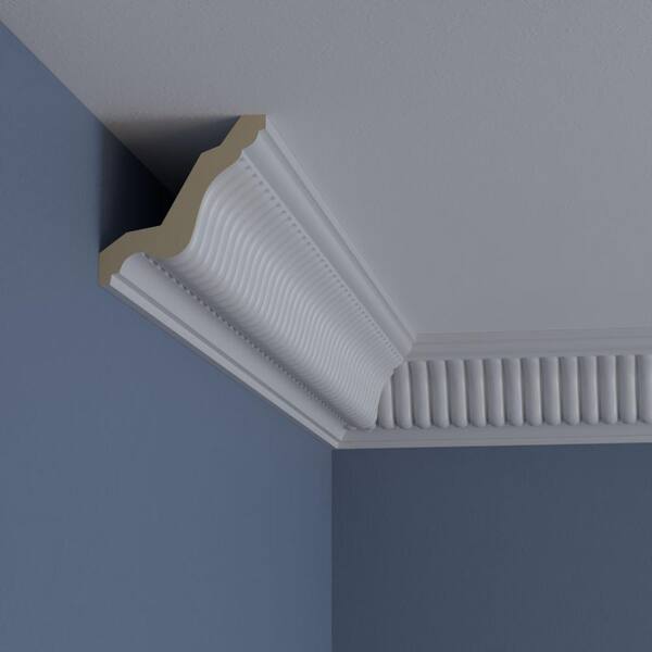 Ekena Millwork 3 in. x 3 in. x 94-1/2 in. Polyurethane Carrillo Crown Moulding