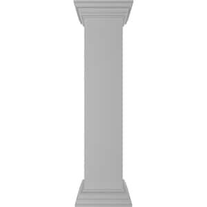 Plain 40 in. x 8 in. White Box Newel Post with Peaked Capital and Base Trim (Installation Kit Included)