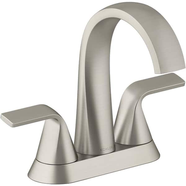 KOHLER Cursiva 4 in. Centerset 2-Handle Bathroom Faucet in Vibrant Brushed Nickel