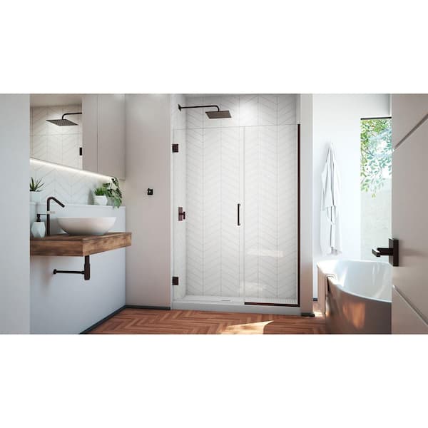 Unidoor Plus 51.5 to 52 in. x 72 in. Frameless Hinged Shower Door in Oil Rubbed Bronze