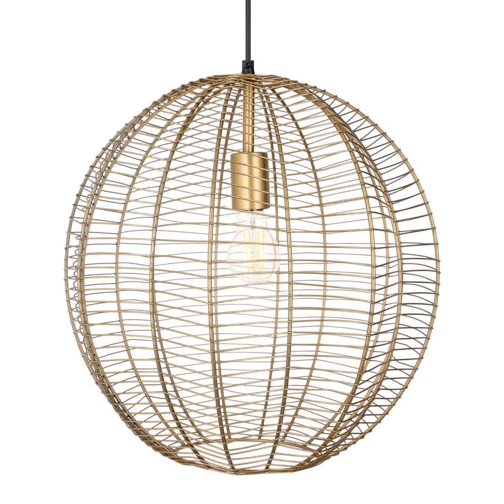 Antique Brass Globe Shade Pendant Light with Adjustable Height