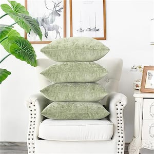 Sage Outdoor Throw Pillow Pack of 4 Cozy Covers Cases for Couch Sofa Home Decoration Solid Dyed Soft Chenille