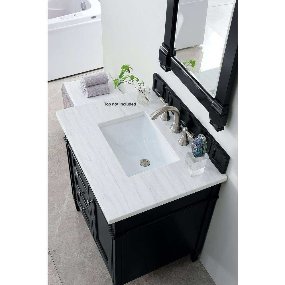 Black Solid Wood Single Vanity Base with Backsplash