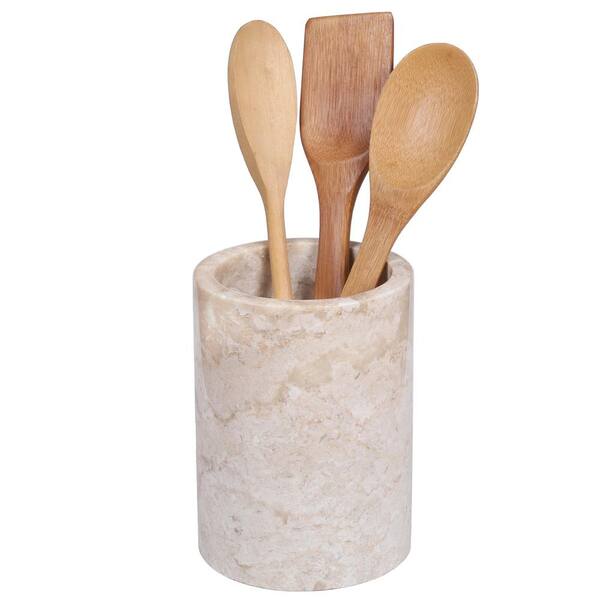 Natural Marble Utensil Holder Hand-Made Hand-Crafted Kitchen Accessory Holder Black Gold 