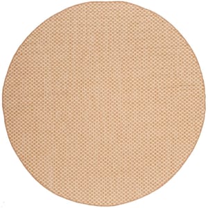 Courtyard Natural/Cream 5 ft. x 5 ft. Round Solid Indoor/Outdoor Patio  Area Rug