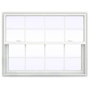 47.5 in. x 35.5 in. V-2500 Series White Vinyl Single Hung Window with Colonial Grids/Grilles