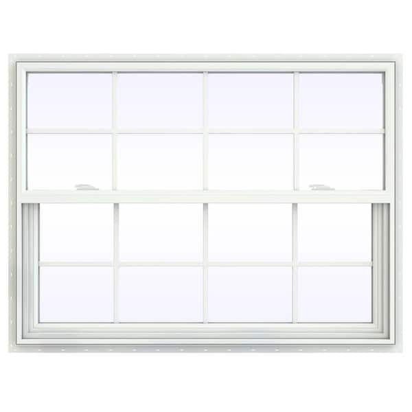 JELD-WEN 47.5 in. x 35.5 in. V-2500 Series White Vinyl Single Hung Window with Colonial Grids/Grilles