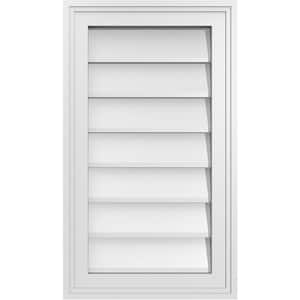 14" x 24" Vertical Surface Mount PVC Gable Vent: Non-Functional with Brickmould Frame