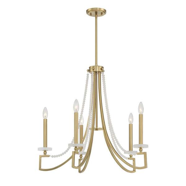 Trinity 5 Arm Chandelier In Antique Brass