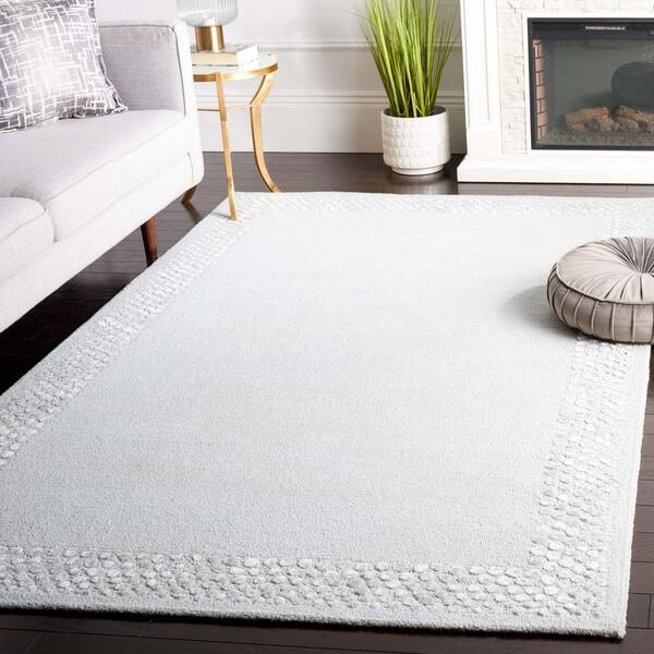 Glamour 8 ft. x 10 ft. Light Gray High-Low Border Area Rug