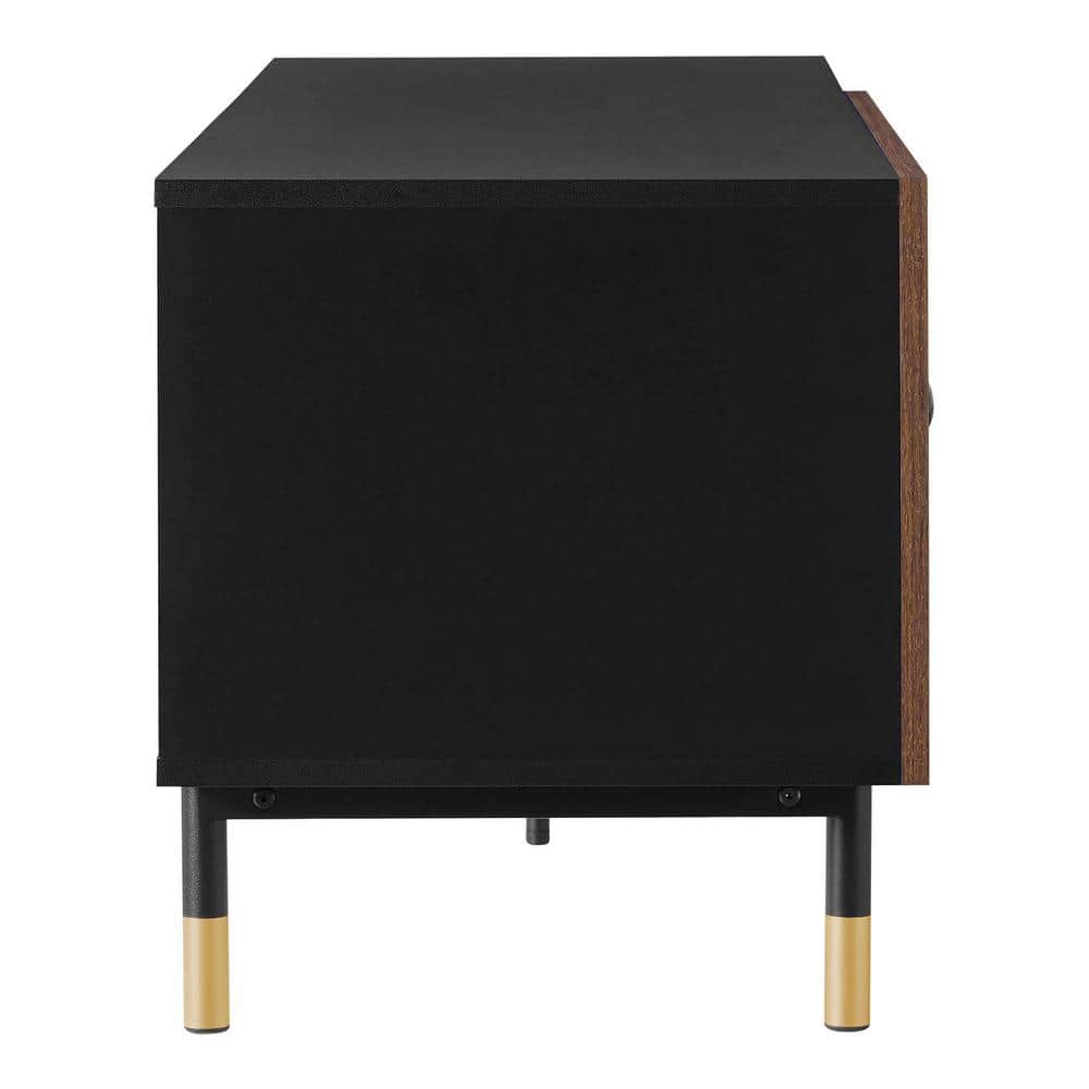 Nexus Black and Walnut 60" TV Stand with Cabinet