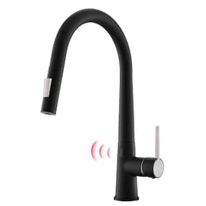Modern Touchless Single Handle Pull Down Sprayer Kitchen Faucet, Sensor Kitchen Faucet with Power Clean in Matte Black
