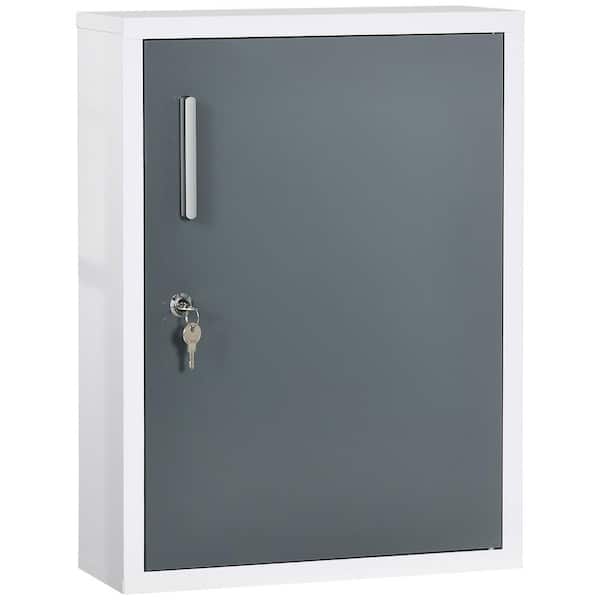 Aoibox 15.75 in. W x 21 in. H Rectangle White Gray Steel Surface Mount Medicine Cabinet without Mirror with Shelves and Door