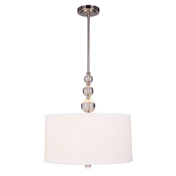 Hampton Bay Laurel Hill 3-Light Brushed Nickel Pendant with Opal Glass Shades and Glass Ball Accents