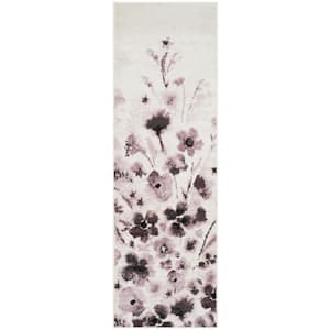 Adirondack Ivory/Purple 3 ft. x 10 ft. Floral Gradient Runner Rug
