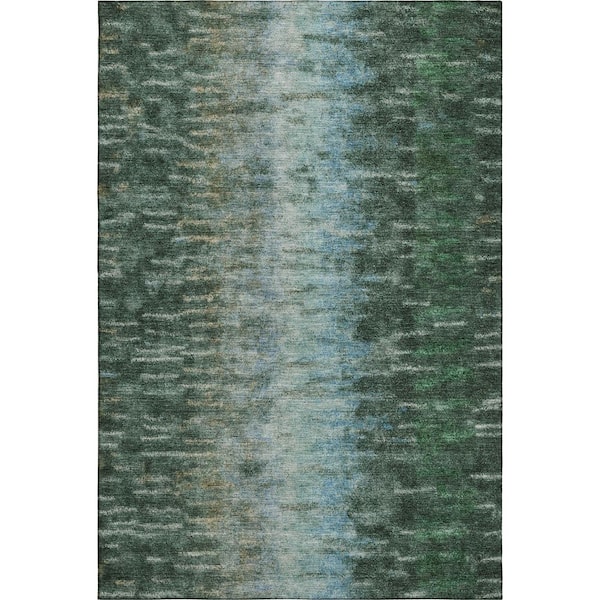 Mayfield Premium Machine Washable Abstract AMF2318 Emerald 10 ft. x 14 ft. Area Rug