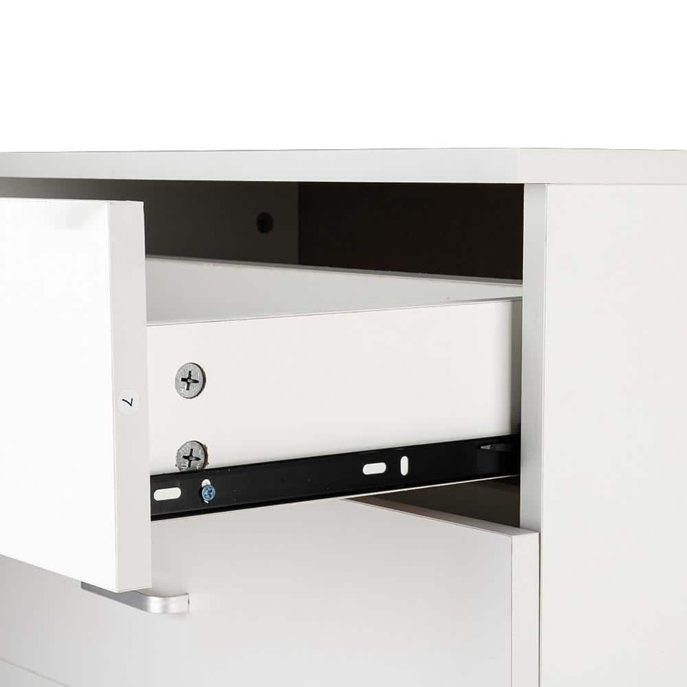 White P2 Wood 3-Drawer Storage Dresser Cabinet